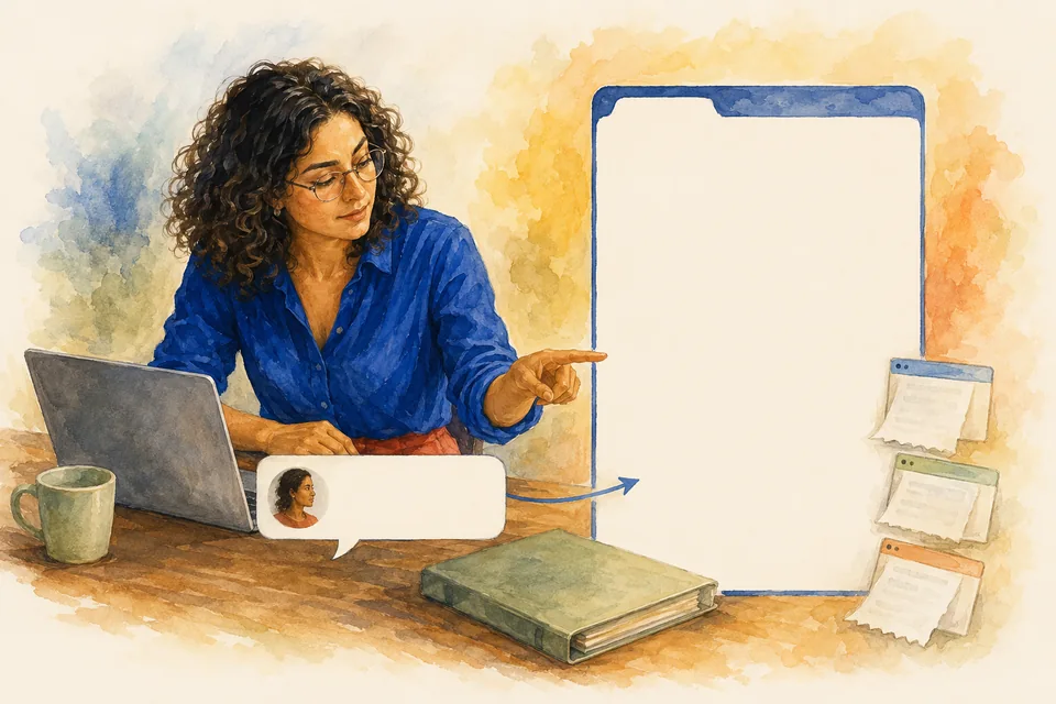 Maya reads ClarifyWhy’s evidence review, which connects a participant’s answer to what works and what takes extra effort.